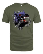 Ferocious Beast Breaking Chains Alpha Monster Graphic Tshirt - military green t-shirt on white background