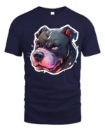 Powerful Pitbull Snarling Alpha Bully Street Art Tshirt - navy t-shirt on white background