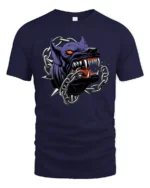 Ferocious Beast Breaking Chains Alpha Monster Graphic Tshirt - navy t-shirt on white background