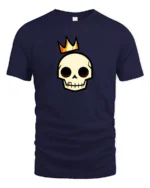 Regal Golden Crown Skull King Royal Urban Graphic Tshirt - navy t-shirt on white background