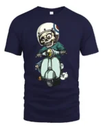 Vintage Scooter Skull Rider Retro Mod Style Graphic Tee - navy t-shirt on white background