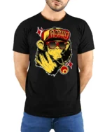 Urban Swag Monkey Graffiti Osiris Red Hat Graphic Tshirt - model wearing black tee with hands behind back