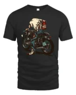 Catchy Skeleton Biker Ride Die Retro Graphic Tshirt - black t-shirt on white background