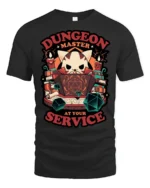 Cute Cat Dungeon Master RPG Dice Tabletop Graphic Tshirt - black t-shirt on white background