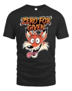 Sarcastic Zero Fox Given Funny Cartoon Animal Graphic Tshirt - black t-shirt on white background