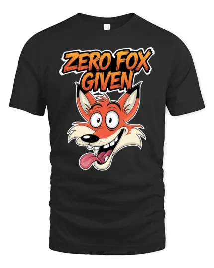 Sarcastic Zero Fox Given Funny Cartoon Animal Graphic Tshirt - black t-shirt on white background