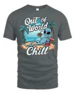 Tropical Blue Alien Out Of This World Chill Beach Tshirt - gray t-shirt on white background