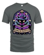 Magical Wizard Cat Dungeon Meowster RPG Dice Graphic Tshirt - gray t-shirt on white background