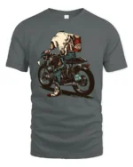 Catchy Skeleton Biker Ride Die Retro Graphic Tshirt - gray t-shirt on white background