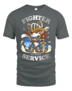 Brave Knight Kitten Fighter At Your Service Graphic Tshirt - gray t-shirt on white background