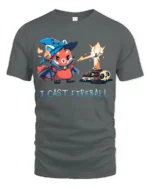 Brave Red Panda Wizard I Cast Fireball Graphic Tshirt - gray t-shirt on white background