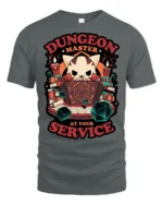 Cute Cat Dungeon Master RPG Dice Tabletop Graphic Tshirt - gray t-shirt on white background