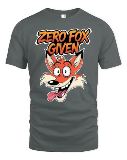 Sarcastic Zero Fox Given Funny Cartoon Animal Graphic Tshirt - gray t-shirt on white background