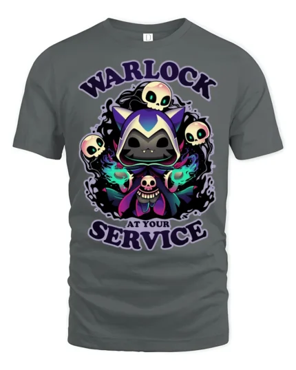 Mystic Shadow Cat Warlock Skulls Magic Graphic Soft Tshirt - gray t-shirt on white background