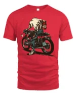 Catchy Skeleton Biker Ride Die Retro Graphic Tshirt - red t-shirt on white background