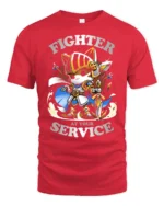 Brave Knight Kitten Fighter At Your Service Graphic Tshirt - red t-shirt on white background