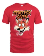 Sarcastic Zero Fox Given Funny Cartoon Animal Graphic Tshirt - red t-shirt on white background