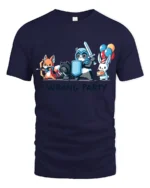 Mismatched Rabbit Hero Quest Wrong Party Graphic Tshirt - navy t-shirt on white background