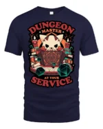 Cute Cat Dungeon Master RPG Dice Tabletop Graphic Tshirt - navy t-shirt on white background