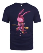 Gutsy Patchwork Rabbit Warrior Graphic Cotton Tshirt - navy t-shirt on white background
