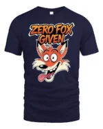 Sarcastic Zero Fox Given Funny Cartoon Animal Graphic Tshirt - navy t-shirt on white background