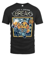 Funny I Need A Break Cat Drinking Beer Graphic Tshirt - black t-shirt on white background