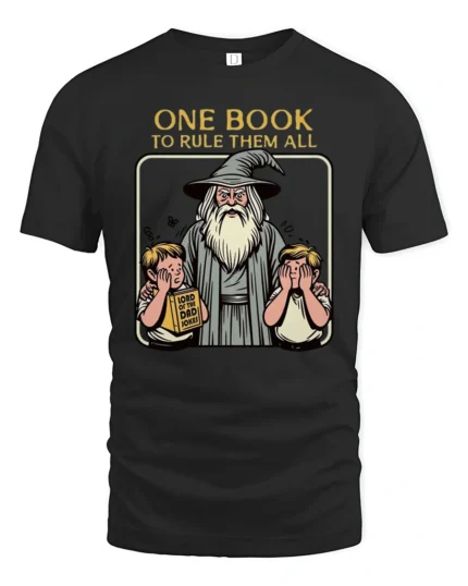 Funny Wizard Lord Of The Dad Jokes Fantasy Graphic Tshirt - black t-shirt on white background