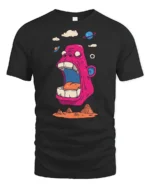 Fun Space Ape Screaming Pink Gorilla Graphic Tshirt - black t-shirt on white background