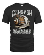 Funny Snail Dungeon Crawler Slow Campaign Graphic Tshirt - black t-shirt on white background