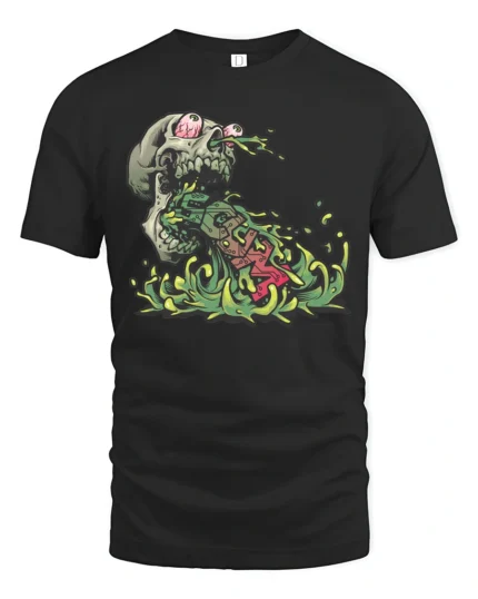 Gory Cyber Skull Toxic Sludge Circuit Board Tshirt - black t-shirt on white background