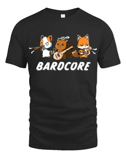 Funny Bardcore Animal Musicians Tabletop Gaming Graphic Tshirt - black t-shirt on white background