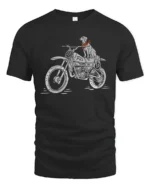 Retro Biker Dog Motocross Fun Number 13 Graphic Tshirt - black t-shirt on white background