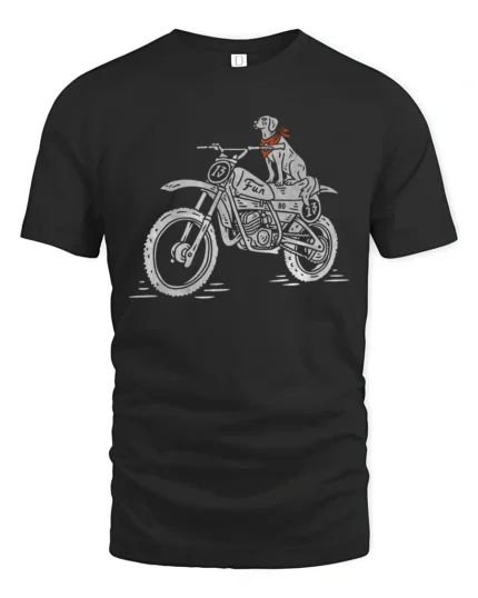 Retro Biker Dog Motocross Fun Number 13 Graphic Tshirt - black t-shirt on white background