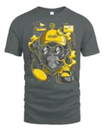 Cool Vaping Ape Disc Golf Champion Retro Graphic Tshirt - gray t-shirt on white background