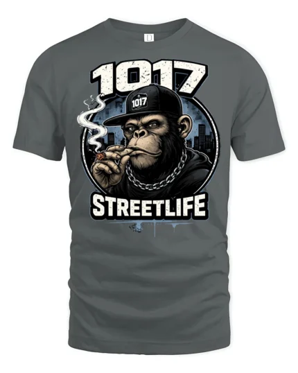 Urban Chimp Streetlife 1017 Hip Hop Music Graphic Tshirt - gray t-shirt on white background