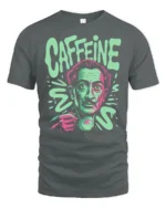 Trippy Salvador Dali Caffeine Addict Surreal Artist Tshirt - gray t-shirt on white background