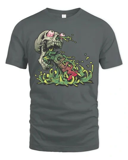 Gory Cyber Skull Toxic Sludge Circuit Board Tshirt - gray t-shirt on white background