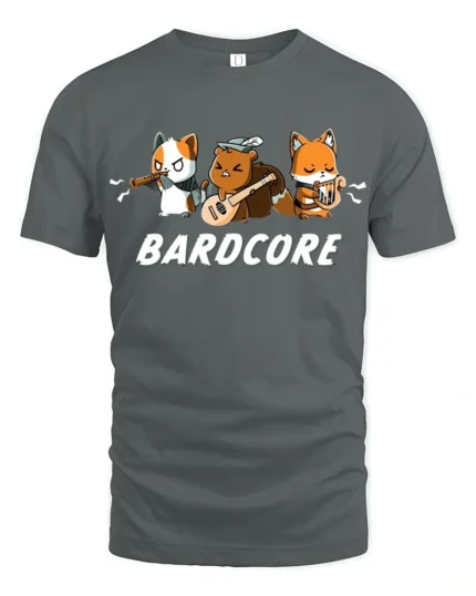 Funny Bardcore Animal Musicians Tabletop Gaming Graphic Tshirt - gray t-shirt on white background