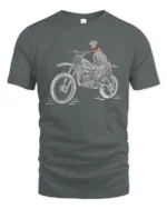Retro Biker Dog Motocross Fun Number 13 Graphic Tshirt - gray t-shirt on white background