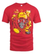 Cool Vaping Ape Disc Golf Champion Retro Graphic Tshirt - red t-shirt on white background
