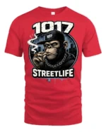 Urban Chimp Streetlife 1017 Hip Hop Music Graphic Tshirt - red t-shirt on white background