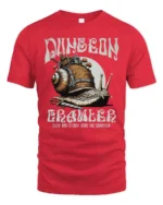 Funny Snail Dungeon Crawler Slow Campaign Graphic Tshirt - red t-shirt on white background