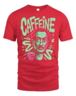 Trippy Salvador Dali Caffeine Addict Surreal Artist Tshirt - red t-shirt on white background