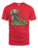 Gory Cyber Skull Toxic Sludge Circuit Board Tshirt - red t-shirt on white background