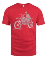 Retro Biker Dog Motocross Fun Number 13 Graphic Tshirt - red t-shirt on white background