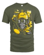 Cool Vaping Ape Disc Golf Champion Retro Graphic Tshirt - military green t-shirt on white background
