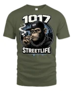 Urban Chimp Streetlife 1017 Hip Hop Music Graphic Tshirt - military green t-shirt on white background