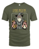 Funny Wizard Lord Of The Dad Jokes Fantasy Graphic Tshirt - military green t-shirt on white background