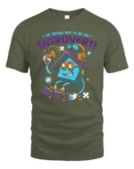 Funny Introvert House Gaming Skateboard Graphic Tshirt - military green t-shirt on white background