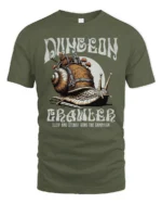 Funny Snail Dungeon Crawler Slow Campaign Graphic Tshirt - military green t-shirt on white background
